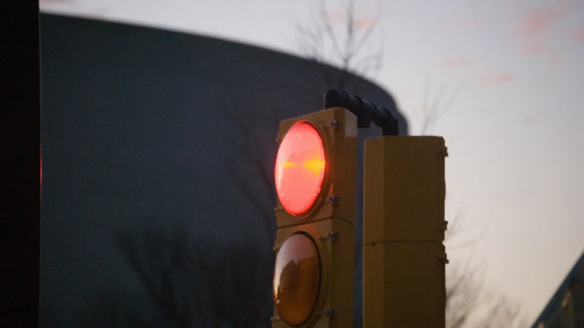 Traffic light showing a red signal